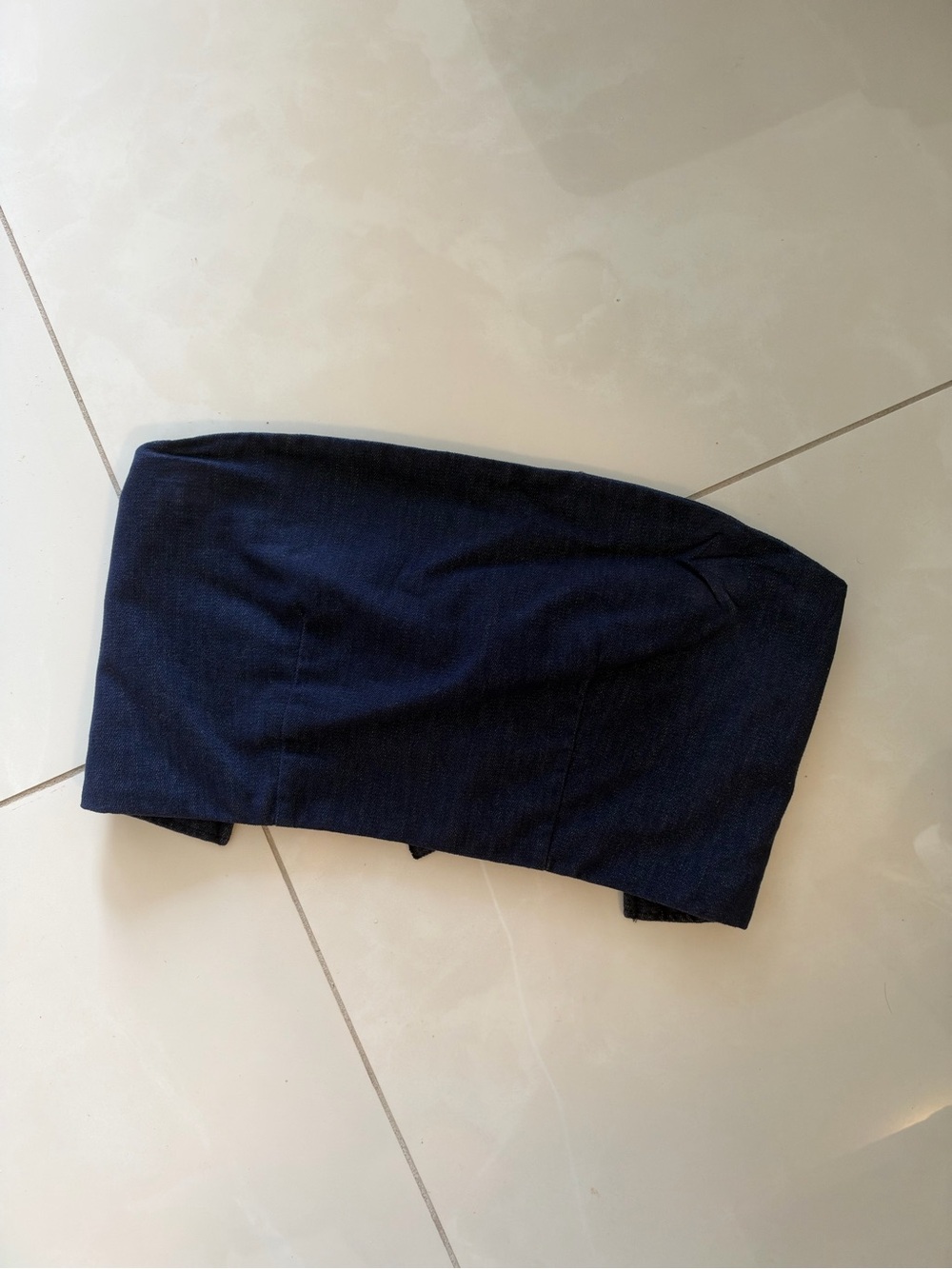 ZARA | Navy Strapless Crop Top